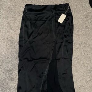 COPY - A new day satin black midi skirt